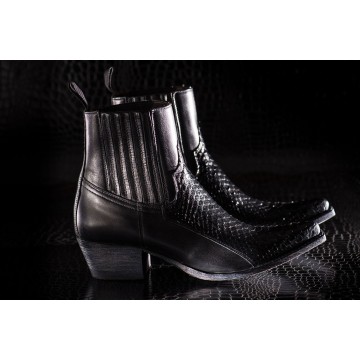 Bottes Santiags Python Gris-noir Taille 37 - Marque JEENZ BOOTZ, Talon Aiguille, Neuf Sans Boîte