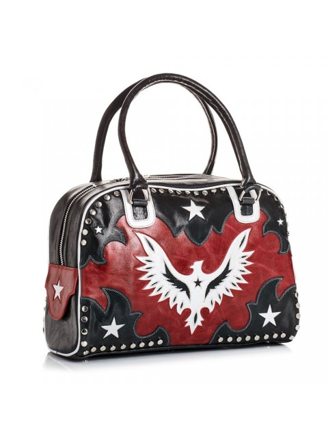 SAC DE JOUR AIGLE RED BLACK SILVER - SAC MEXICANA